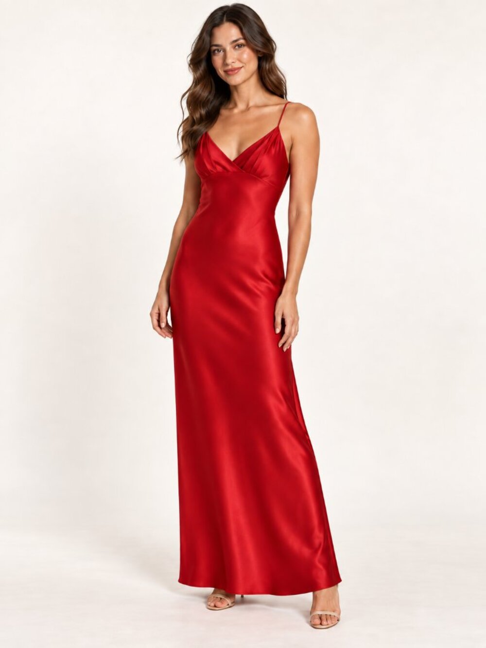 BEC + BRIDGE Moon Dance V Red Satin Maxi Dress 8 NWT Fall Formal